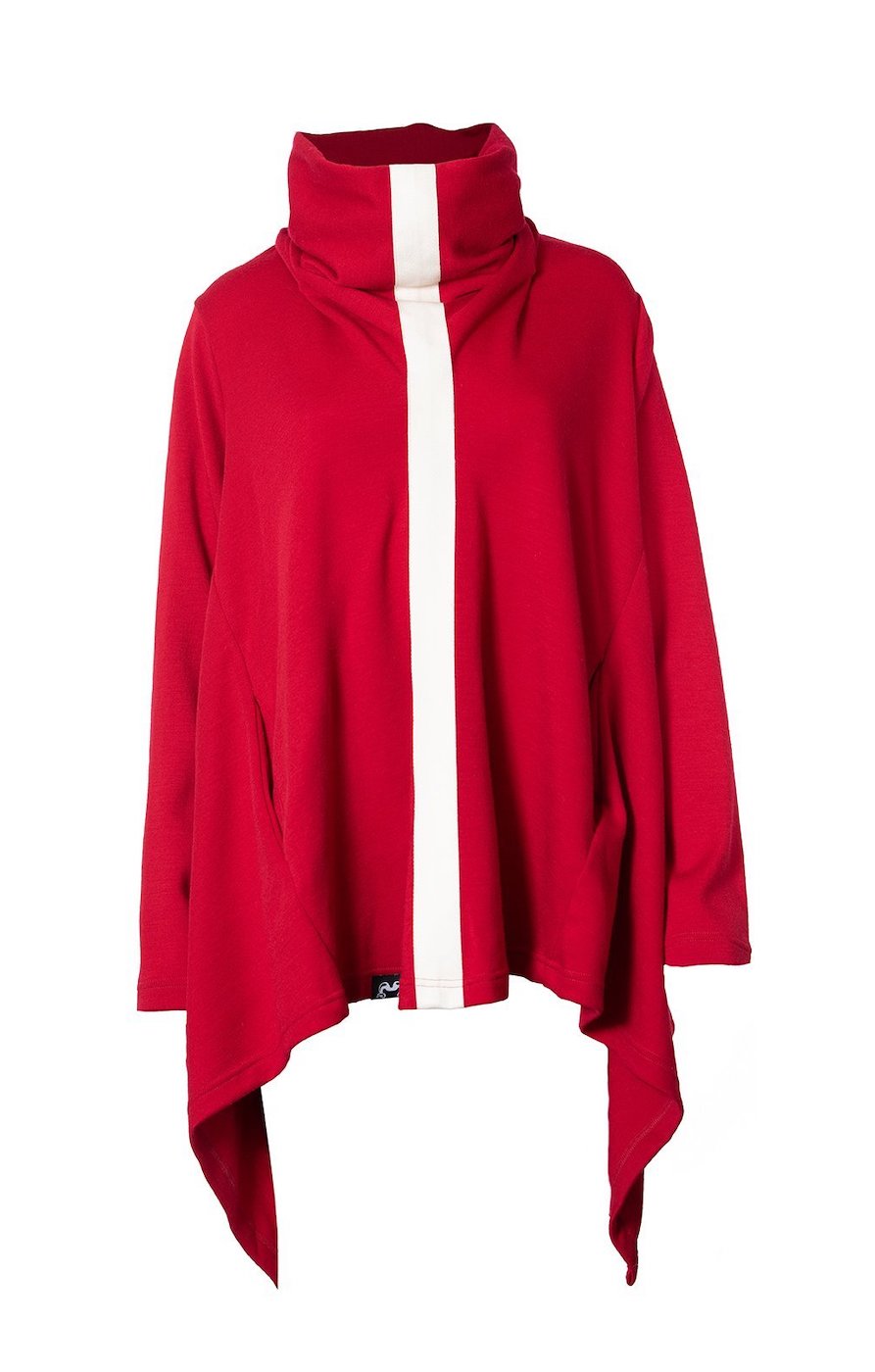 Poncho | Red & Ivory | True Fleece New Zealand