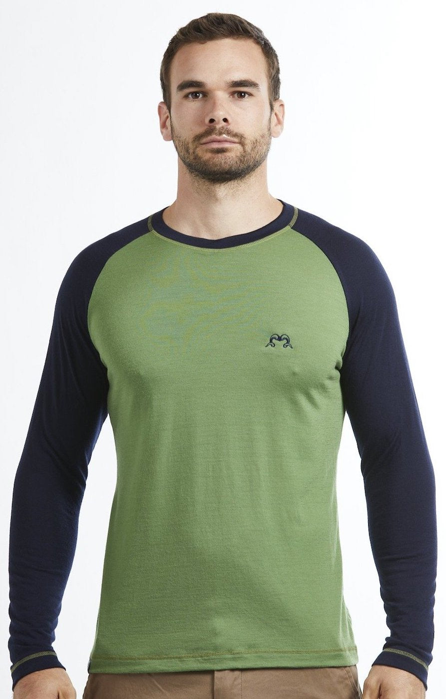 Long Sleeve Base Layer | Green & Navy | True Fleece New Zealand