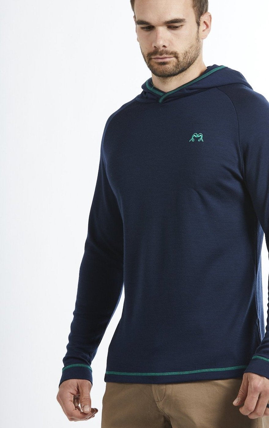 Mackenzie Hood | Navy &amp; Green | True Fleece New Zealand