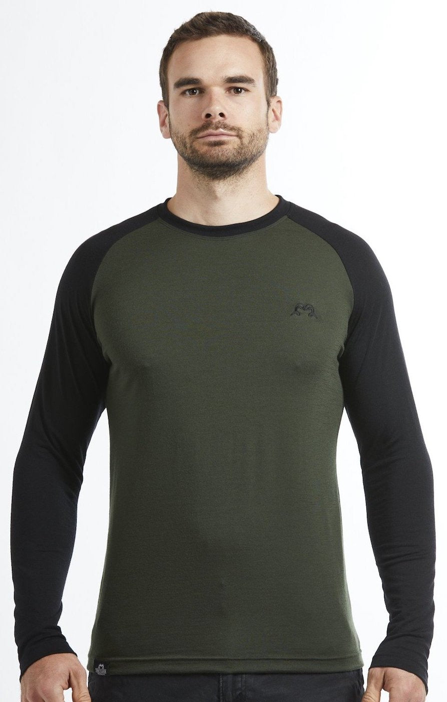 Long Sleeve Base Layer | Olive & Black | True Fleece New Zealand