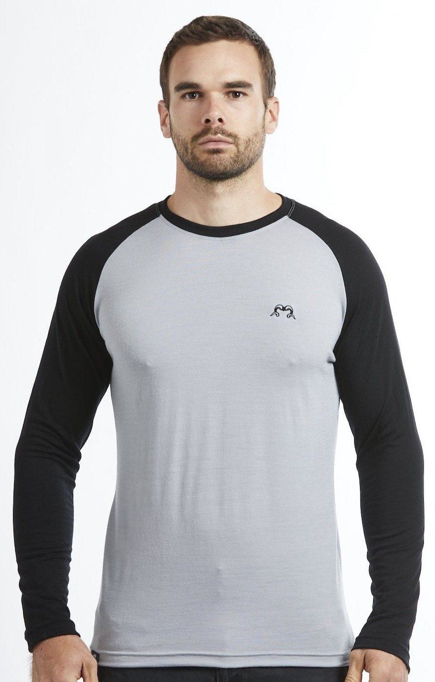 Long Sleeve Base Layer | Grey & Black | True Fleece New Zealand