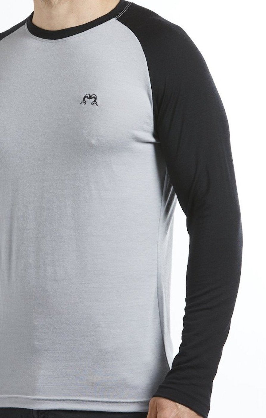 Long Sleeve Base Layer | Grey &amp; Black | True Fleece New Zealand