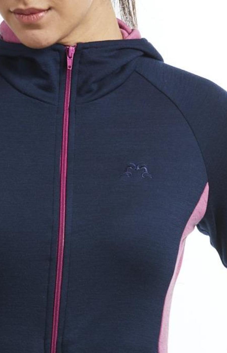Akaroa Long Sleeve Zip Hoodie | Navy &amp; Orchid | True Fleece