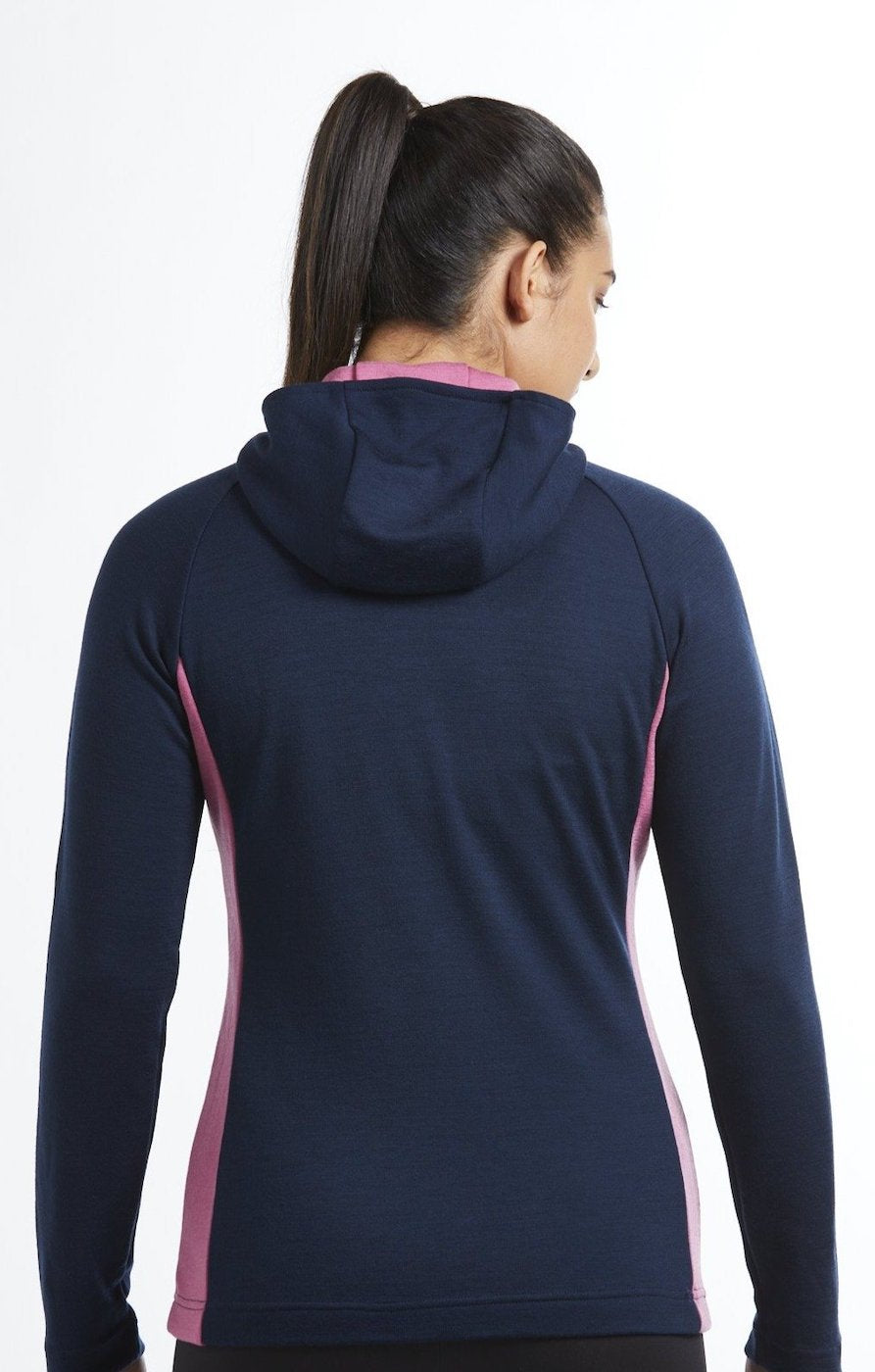 Akaroa Long Sleeve Zip Hoodie | Navy &amp; Orchid | True Fleece