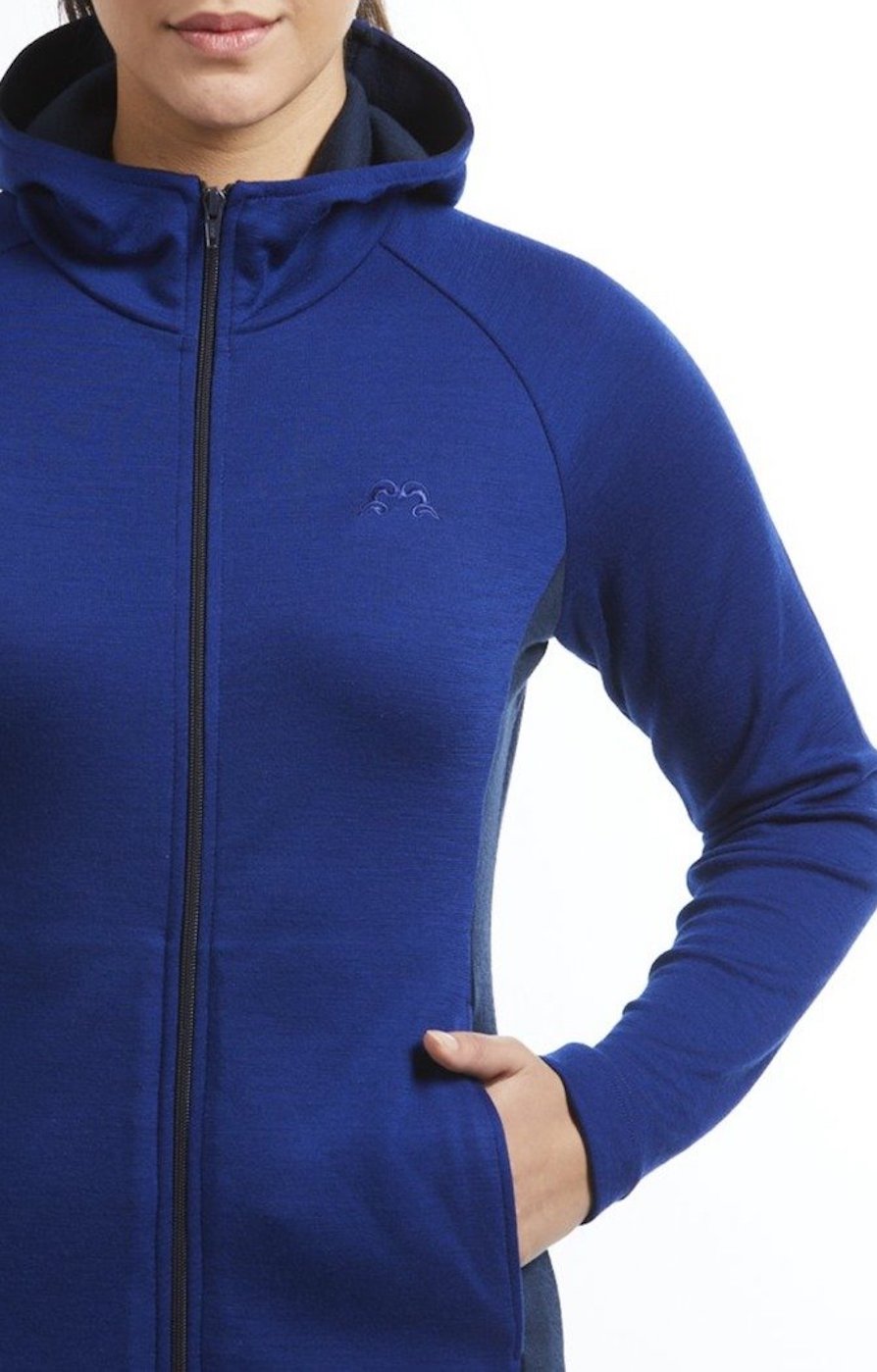 Akaroa Long Sleeve Zip Hoodie | Indigo &amp; Navy | True Fleece