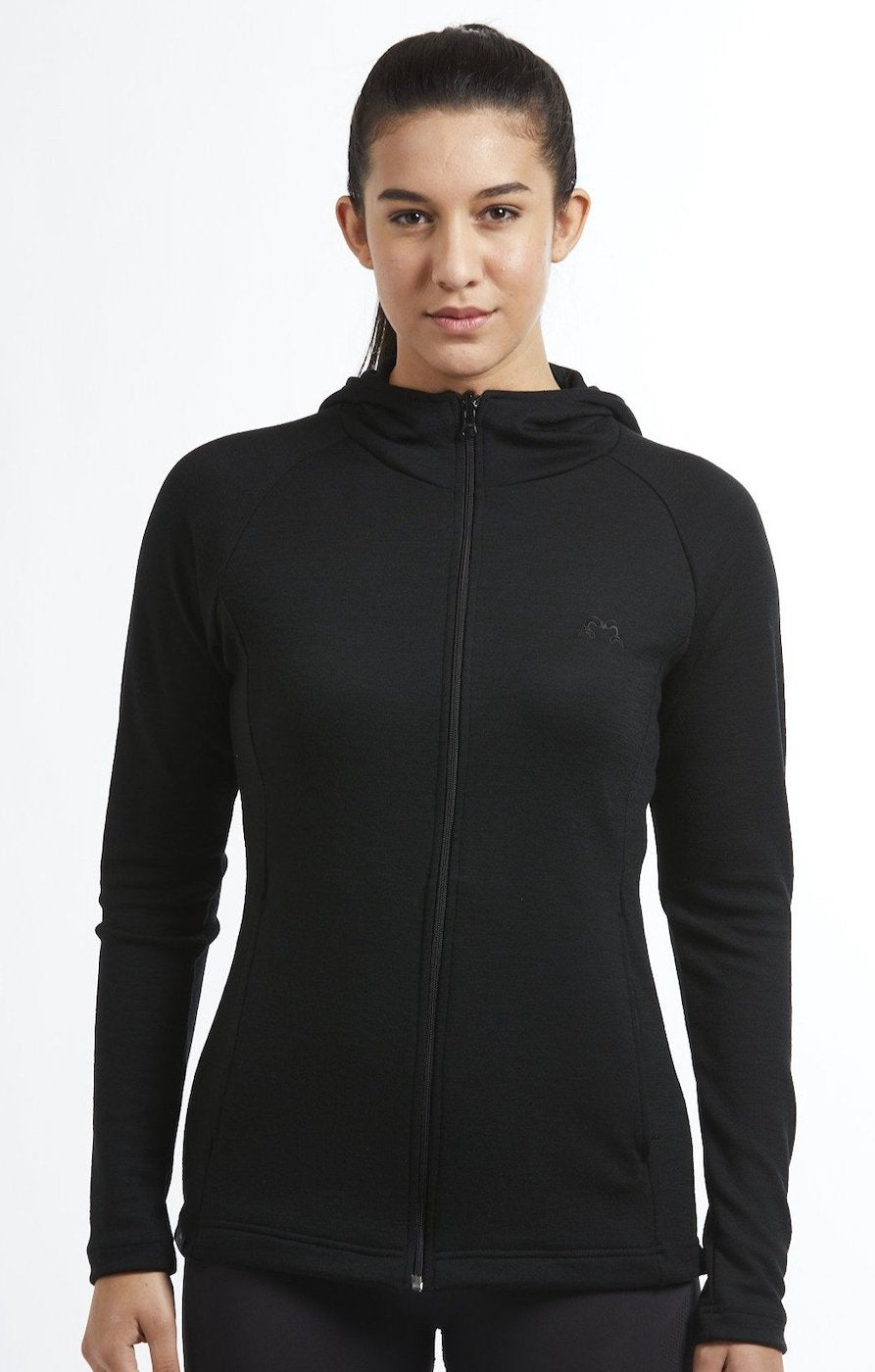 Akaroa Long Sleeve Zip Hoodie | Black | True Fleece New Zealand