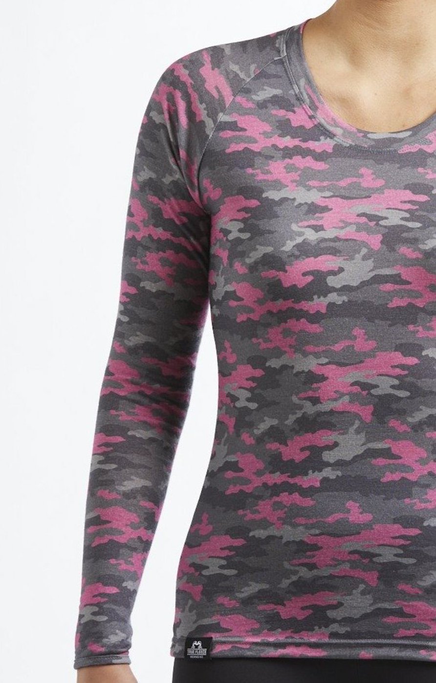 Long Sleeve Base Layer | Pink camo | True Fleece New Zealand