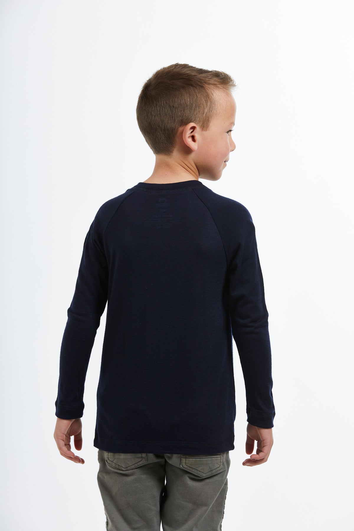 Kids Base Layer Top | Navy w coloured logo | True Fleece New Zealand