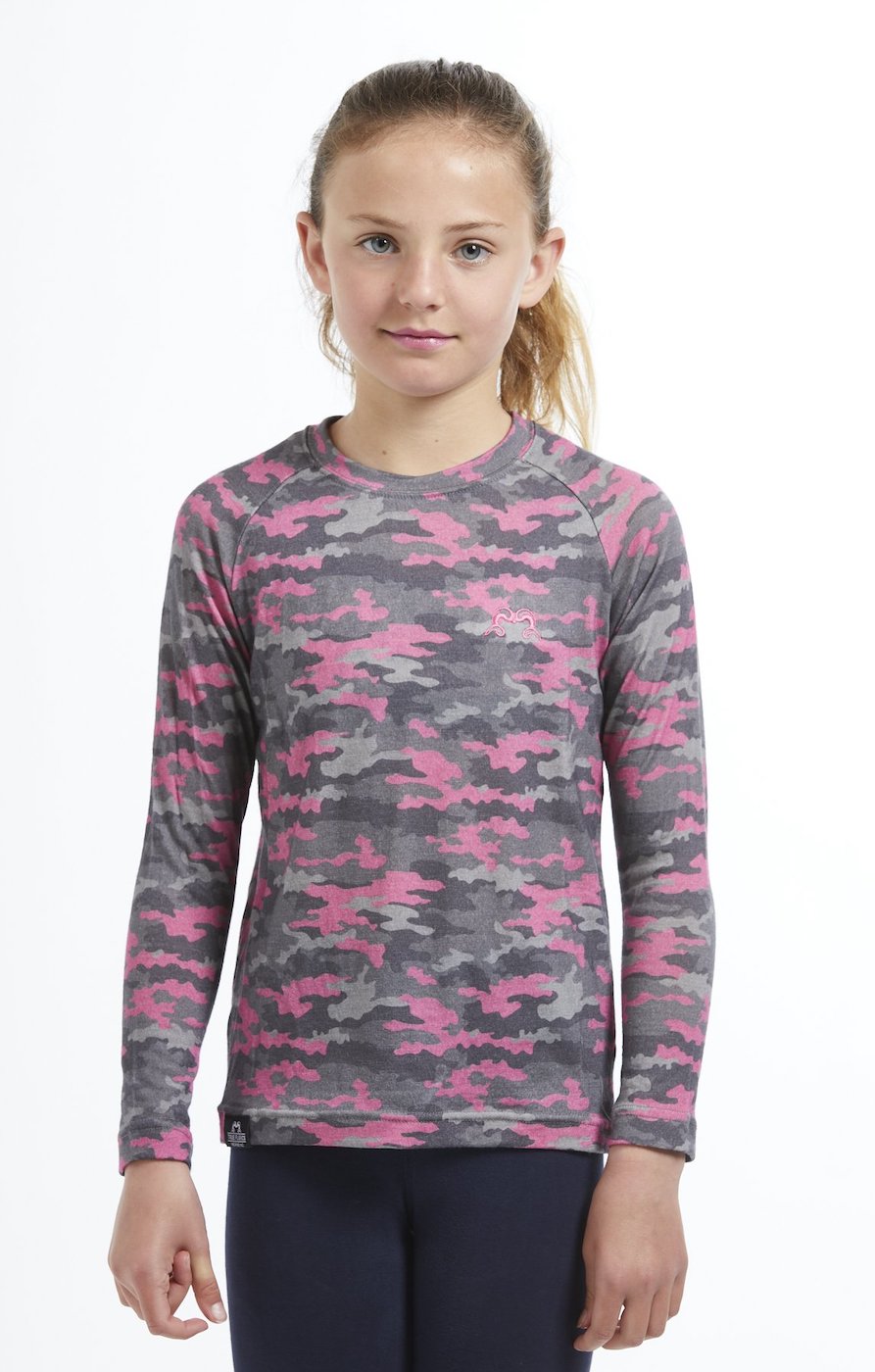 Kids Base Layer Top | Pink camo | True Fleece New Zealand