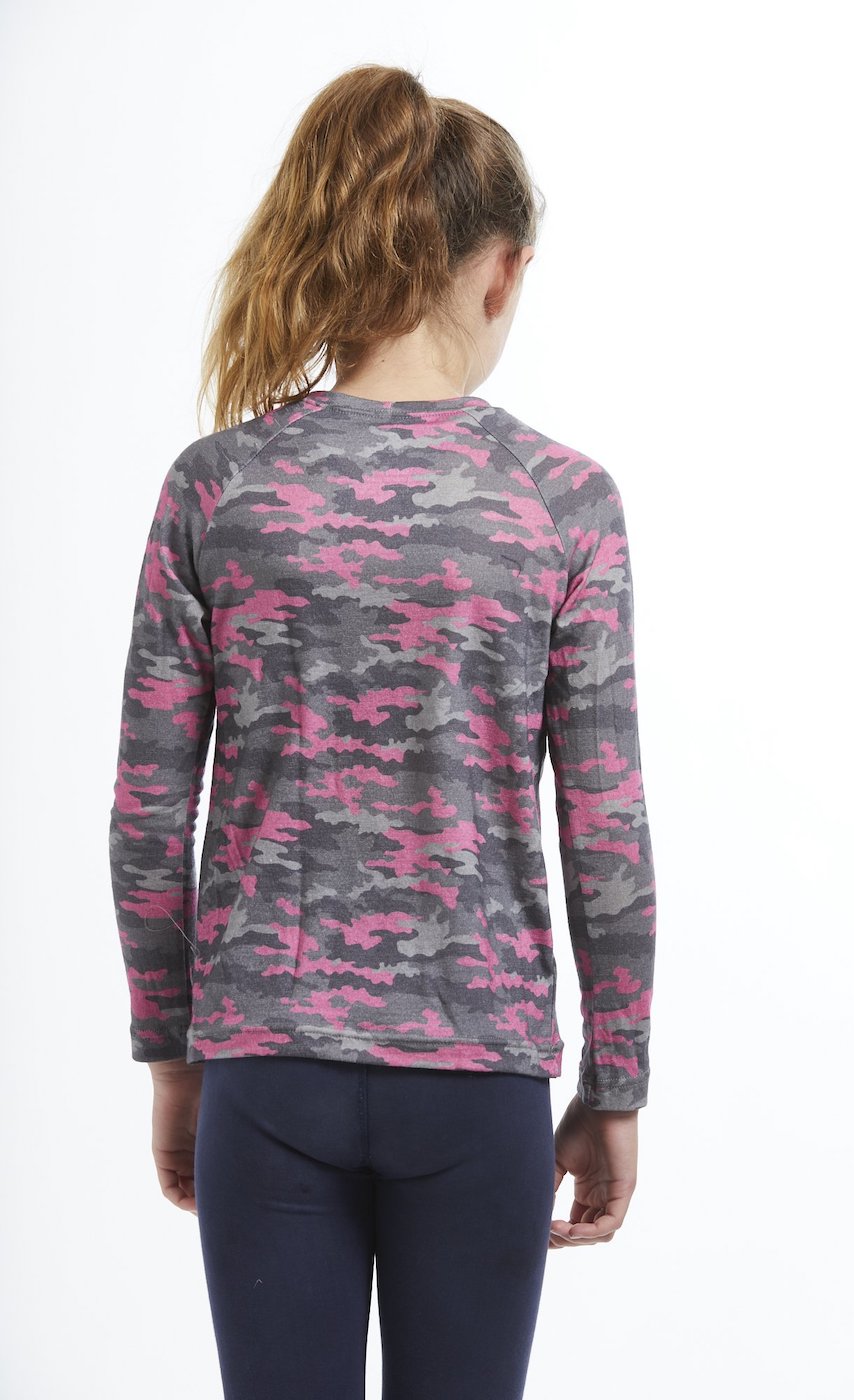 Kids Base Layer Top | Pink camo | True Fleece New Zealand