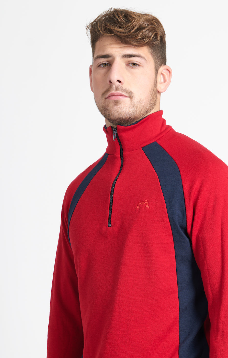 Hilltop Quarter Zip Jersey | Red &amp; Navy