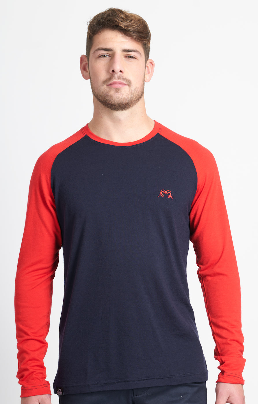 Long Sleeve Base Layer | Navy & Red