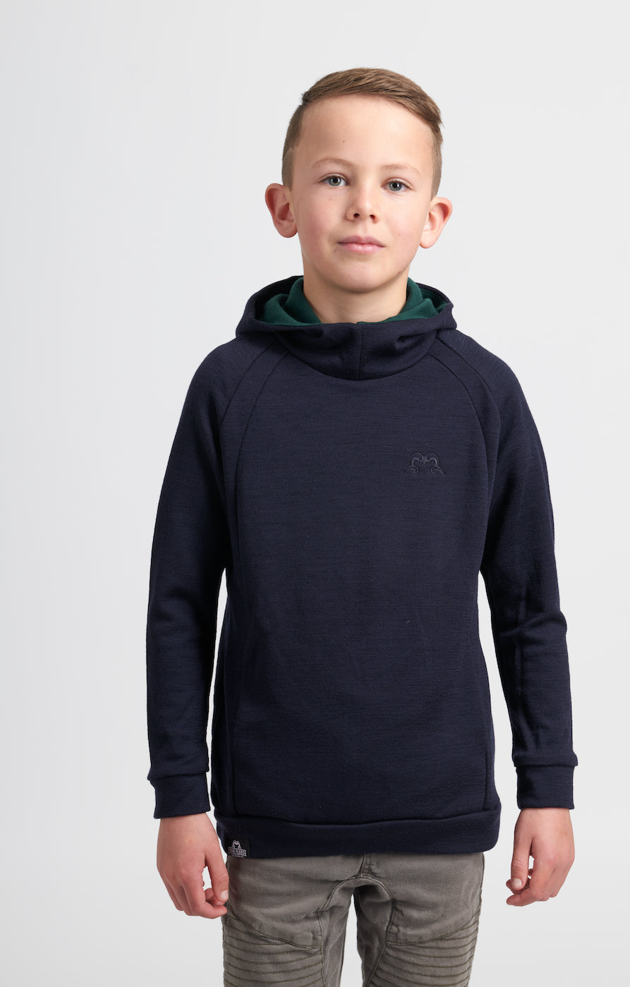 Kids Ridgeline Hoodie | Navy & Green