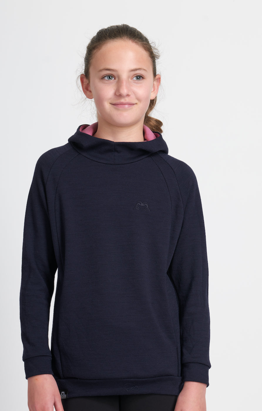 Kids Ridgeline Hoodie | Navy & Pink